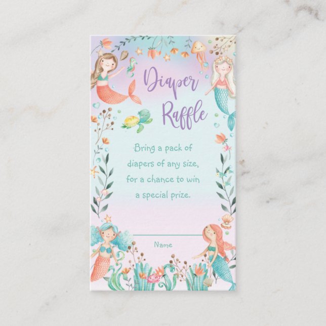 Carte D'accompagnement Billet de rabat au Baby shower de sirène mignonne (Devant)