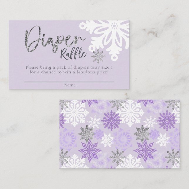 Carte D'accompagnement Billet de rabat au Baby shower d'hiver violet (Devant / Derrière)
