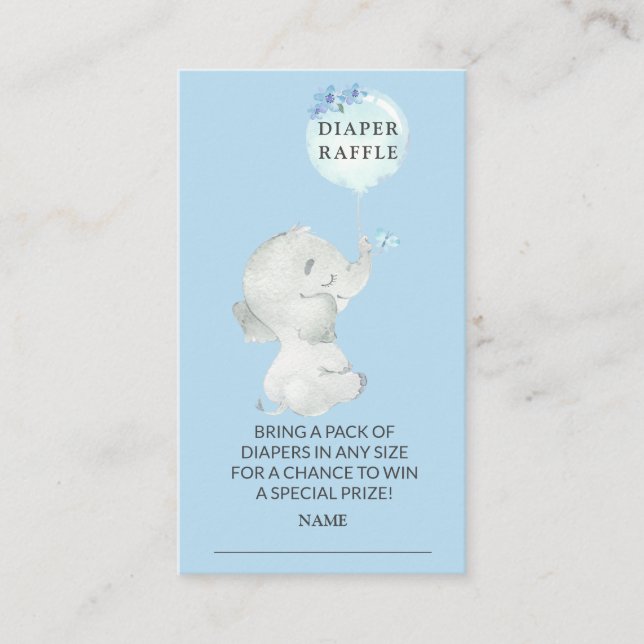 Carte D'accompagnement Billet de rabat au Baby shower doux à l'éléphant (Devant)