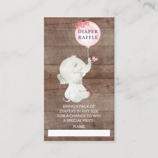Carte D'accompagnement Billet de rabat au Baby shower doux à l'éléphant (Devant)
