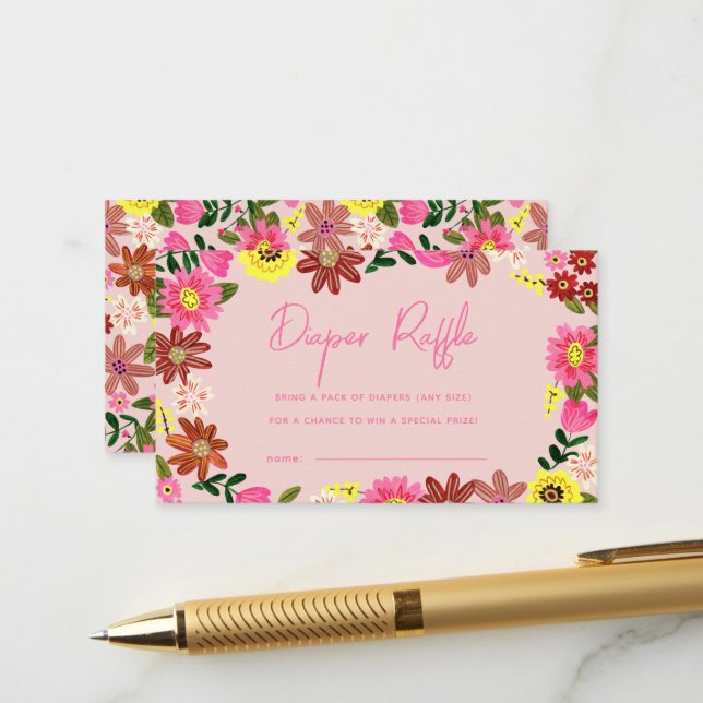 Carte D'accompagnement Billet de rabat au Baby shower floral mou (Devant/Arrière en situation)
