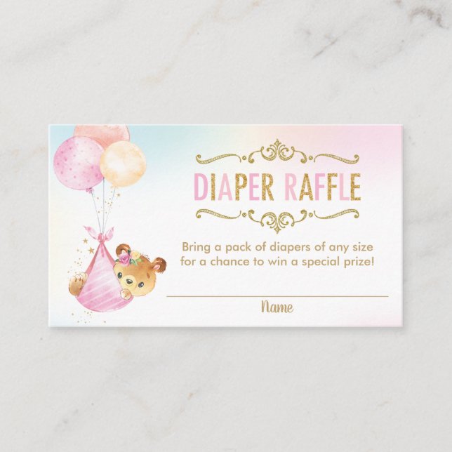Carte D'accompagnement Billet de rabat Baby shower de ballons d'ours (Devant)