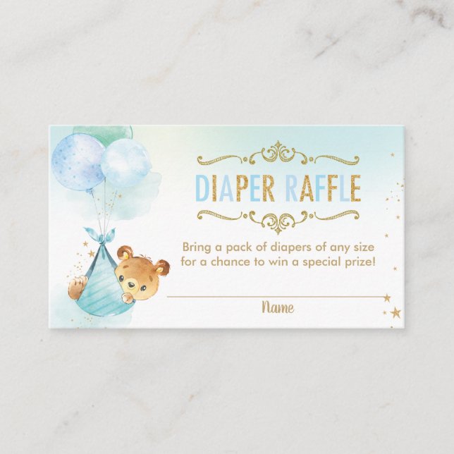 Carte D'accompagnement Billet de rabat Baby shower de ballons d'ours (Devant)