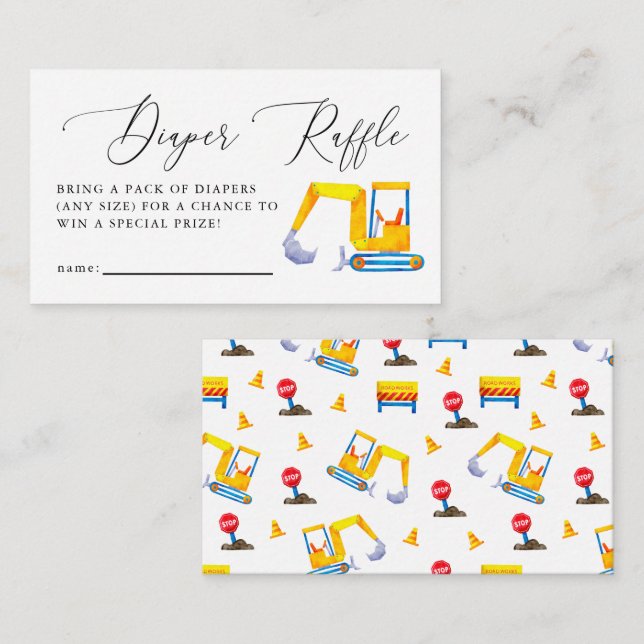 Carte D'accompagnement Billet de rabat Baby shower de construction (Devant / Derrière)