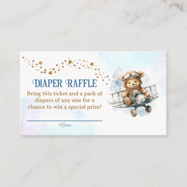 Carte D'accompagnement Billet de rabat Baby shower de l'avion de l'ours (Devant)