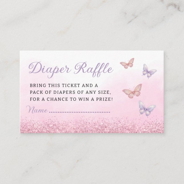 Carte D'accompagnement Billet de rabat Baby shower papillon Boho (Devant)