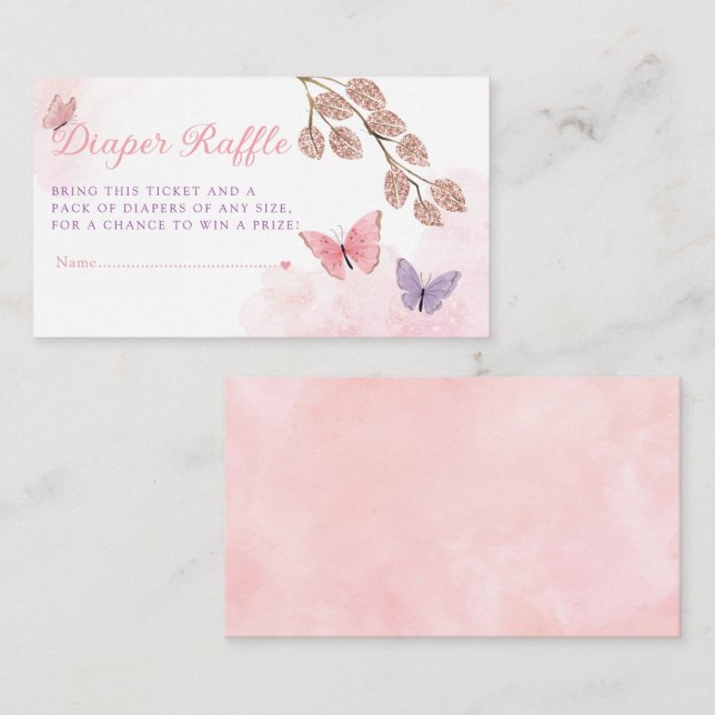 Carte D'accompagnement Billet de rabat Baby shower papillon Boho (Devant / Derrière)