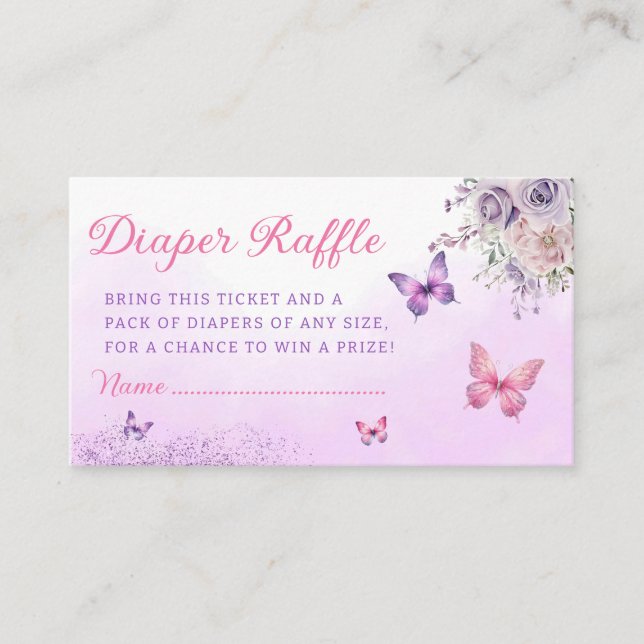 Carte D'accompagnement Billet de rabat Baby shower Papillon mou (Devant)