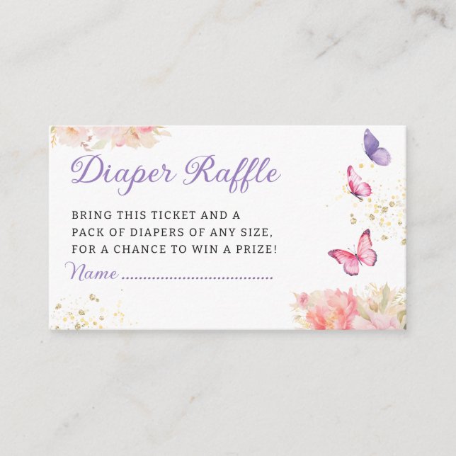 Carte D'accompagnement Billet de rabat Baby shower Papillon mou (Devant)