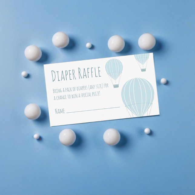 Carte D'accompagnement Billet de rabat Bleu à air chaud (People love fun games and you need diapers. Add this diaper raffle card to your baby shower.)