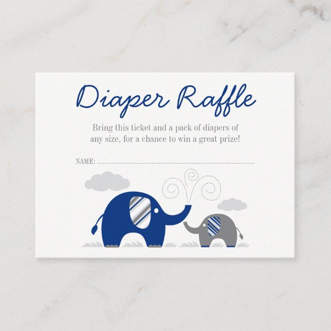 Carte D'accompagnement Billet de rabat Blue Grey Elephant Navy (Devant)