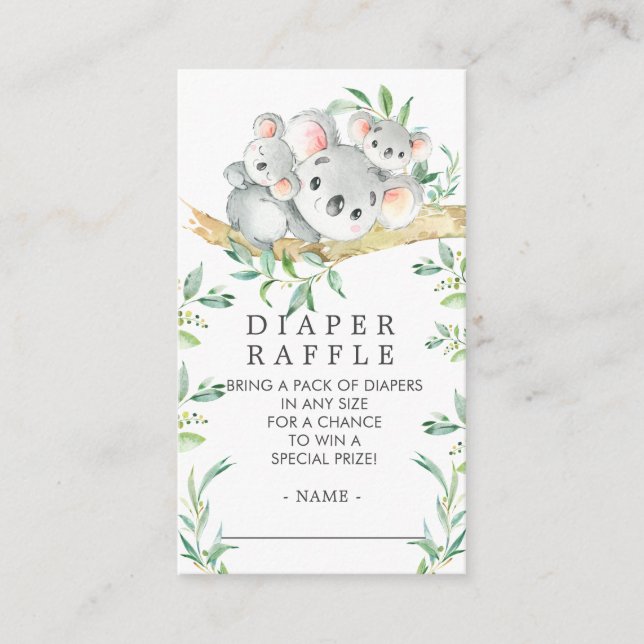 Carte D'accompagnement Billet de rabat de Baby shower de l'ours Koala (Devant)
