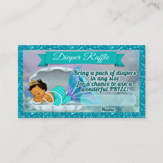 Carte D'accompagnement Billet de rabat de Baby shower de sirène #136 (Devant)