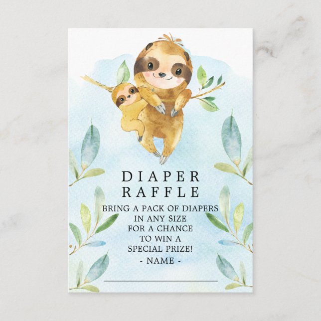 Carte D'accompagnement Billet de rabat de Baby shower Sloth (Devant)