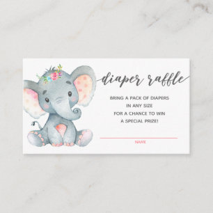 Carte D'accompagnement Billet de rabat pour fille Baby shower (éléphant)