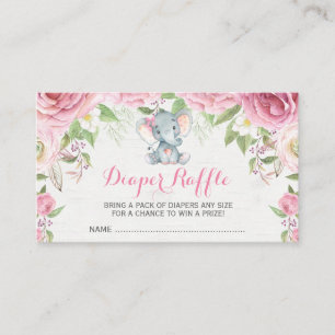 Carte D'accompagnement Billet de rabat rose floral éléphant bébé couches