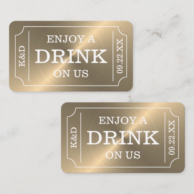 Carte D'accompagnement Billet de style "Profitez d'une boisson offerte" (Devant / Derrière)