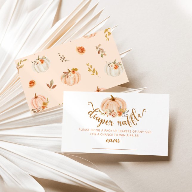 Carte D'accompagnement Billet de tirage citrouille à fleurs orange or (Créateur téléchargé)