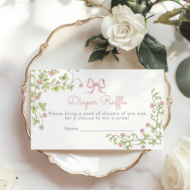 Carte D'accompagnement Billet de tirage de tombole Fleur sauvage Pink Bow (Créateur téléchargé)