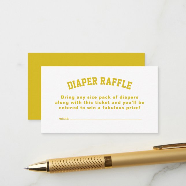 Carte D'accompagnement Billet de tombola à baby shower jaune sportif (Devant/Arrière en situation)