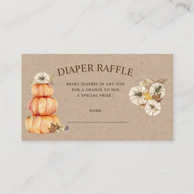 Carte D'accompagnement billet de tombola à fleurs citrouilles d'automne (Devant)