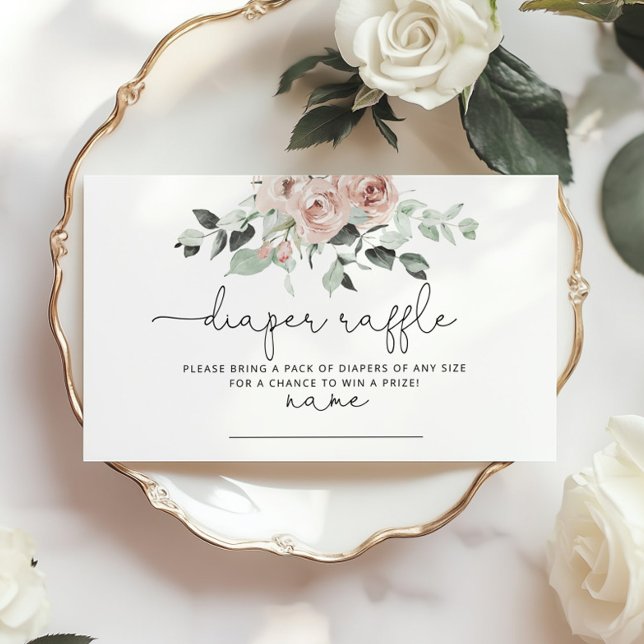 Carte D'accompagnement Billet de tombola à fleurs rose pâle (Créateur téléchargé)
