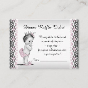 Carte D'accompagnement Billet de tombola couche Princesse Vintage