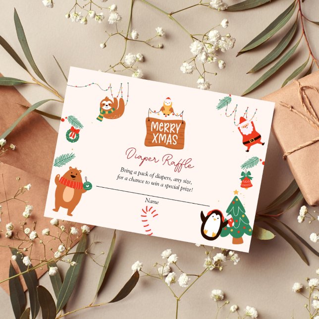 Carte D'accompagnement Billet de tombola de couche pour bébé de Noël Sant (Créateur téléchargé)