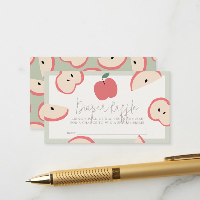 Carte D'accompagnement Billet de tombola de couche pour bébé vert Apple o (Devant/Arrière en situation)