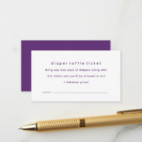 Billet de tombola de couche simple violet pour bab