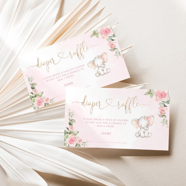 Carte D'accompagnement Billet de tombola en feuille d'or d'éléphant flora (Créateur téléchargé)
