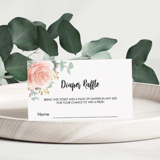 Carte D'accompagnement Billet de tombola en or rose fleuri (Créateur téléchargé)