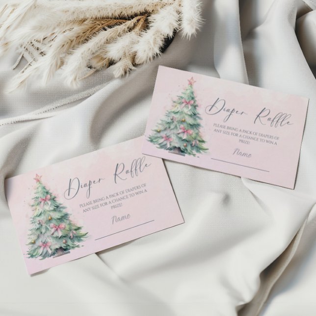 Carte D'accompagnement Billet de tombola hiver rose sapin de Noël (Créateur téléchargé)