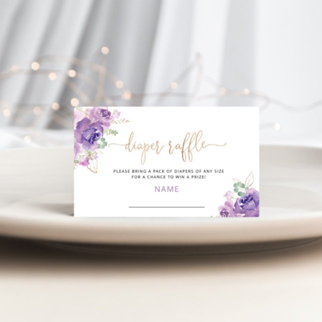 Carte D'accompagnement Billet de tombole en feuille d'or lilas violet (Créateur téléchargé)
