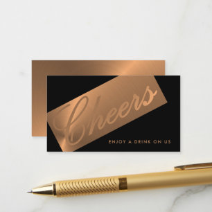 Carte D'accompagnement Billet d'or noir et Rose Script "Cheveux" Boire