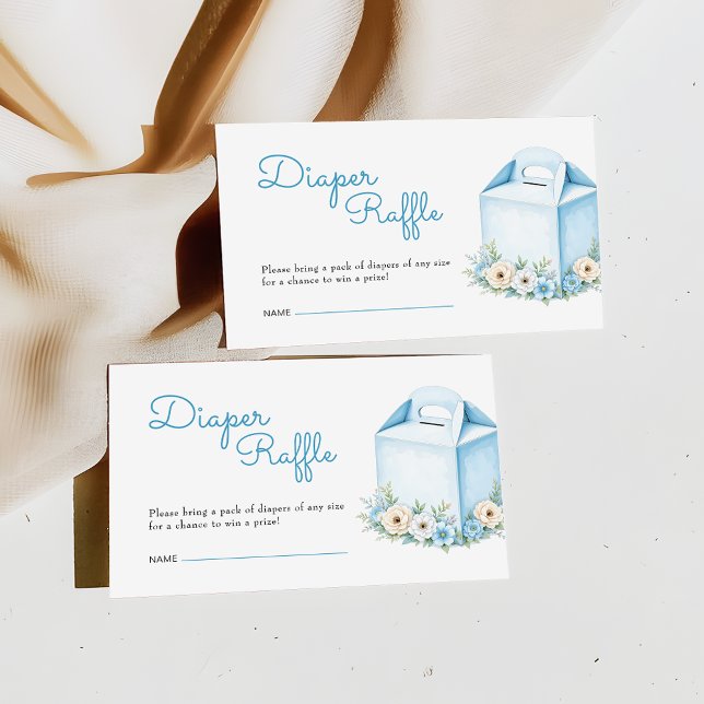 Carte D'accompagnement Billet Dusty Blue Floral Baby shower Déchets Raffl (Créateur téléchargé)