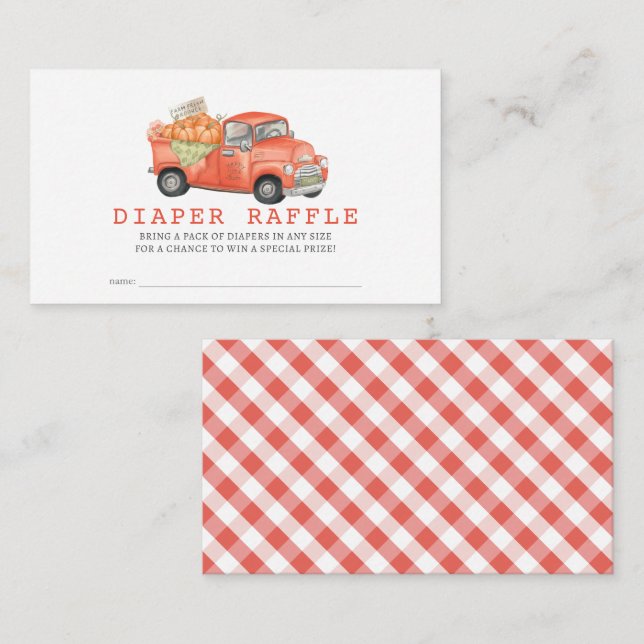 Carte D'accompagnement Billet En vichy roulette Citrouille Camion rouge (Devant / Derrière)