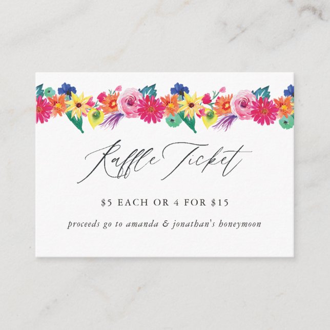 Carte D'accompagnement Billet Fête des mariées Fiesta Floral (Devant)