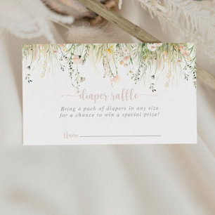 Carte D'accompagnement Billet Fleur sauvage Déchet Boho vert