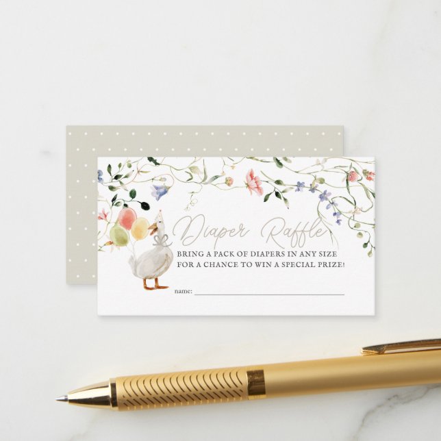 Carte D'accompagnement Billet Fleur sauvage floral sot oie (Devant/Arrière en situation)
