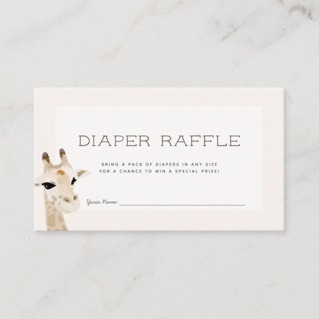 Carte D'accompagnement Billet Giraffe Baby shower Beige Déchet Raffle (Devant)
