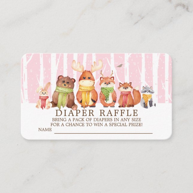 Carte D'accompagnement Billet hiver Woodland Bébé Animaux Repas de couche (Devant)