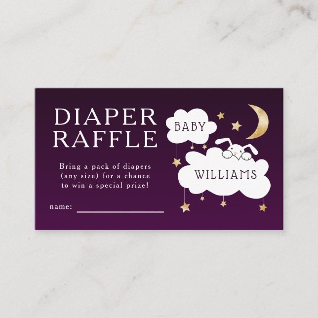 Carte D'accompagnement Billet Lullabe Baby shower Purple Diaper Raffle (Devant)