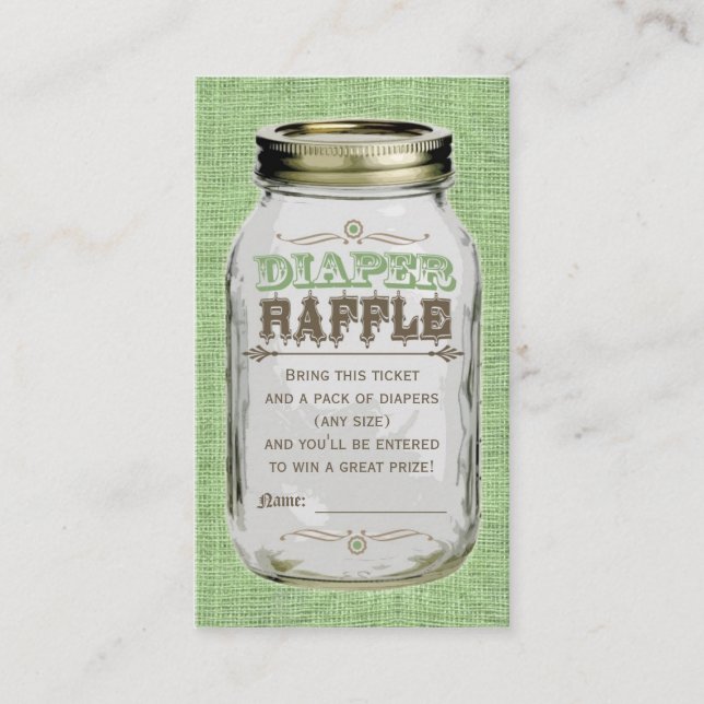 Carte D'accompagnement Billet Mason Jar Baby Boy Green Diaper Raffle (Devant)