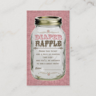 Carte D'accompagnement Billet Mason Jar Bébé Fille Pink Diaper Raffle