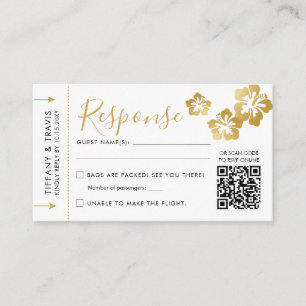 Carte D'accompagnement Billet Mini QR RSVP Hawaii Mariage Boarding Pass