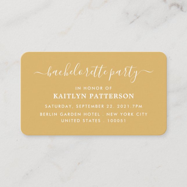 Carte D'accompagnement Billet moderne simple Script Bachelorette Party (Devant)