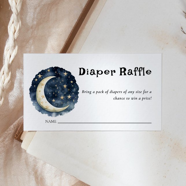 Carte D'accompagnement Billet Moon Baby shower Stars Space Raffle (Créateur téléchargé)