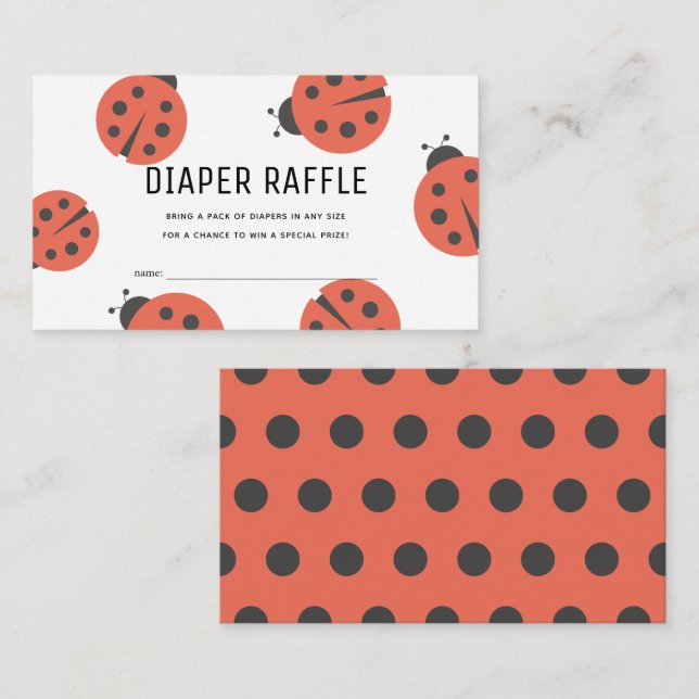 Carte D'accompagnement Billet Petit Amour Bug Ladybug Diaper Raffle (Devant / Derrière)