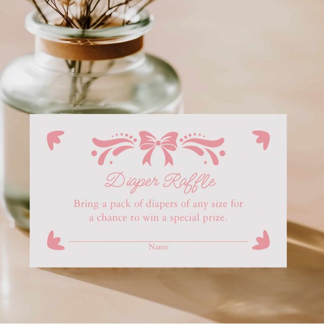 Carte D'accompagnement Billet Picado Picado Papier rose (Pink Mexican Floral Diaper Raffle Ticket)